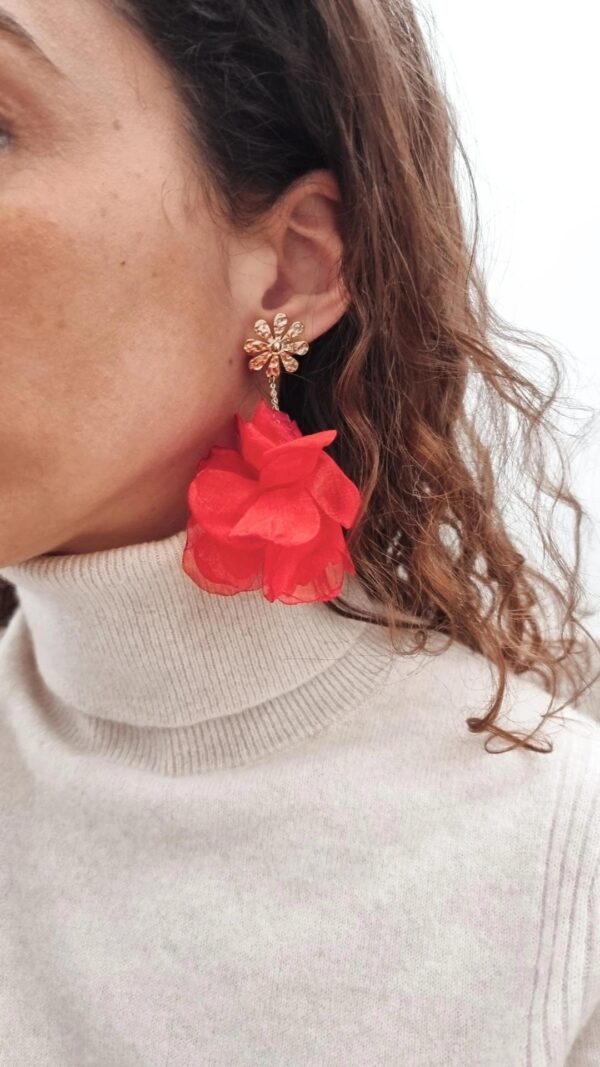 BOUCLES FLEURS ROUGE